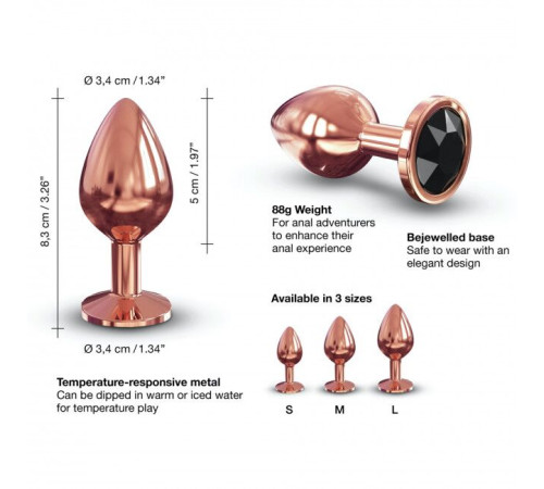 Металева анальна пробка із прикрасою у вигляді кристалу Dorcel - Diamond Plug Rose Gold M