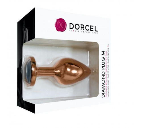 Металева анальна пробка із прикрасою у вигляді кристалу Dorcel - Diamond Plug Rose Gold M