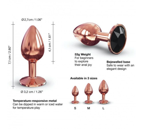 Металева анальна пробка із прикрасою у вигляді кристалу Dorcel - Diamond Plug Rose Gold S