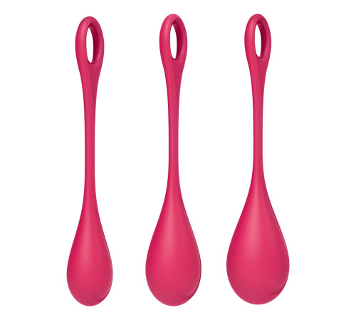 Набір йоні намистин Satisfyer Yoni Power 1 Red, діаметр 2-2,5-3см, вага 22-46-74гр