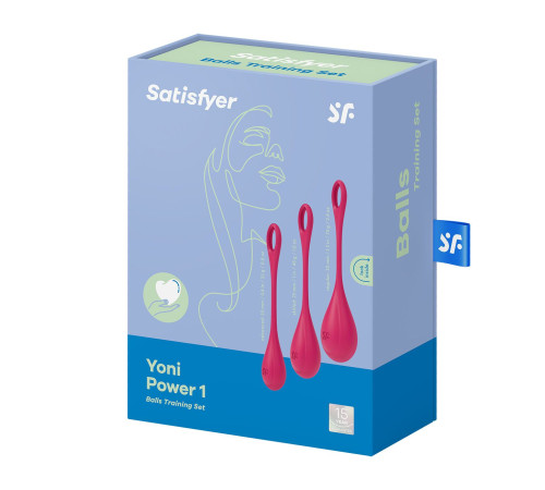 Набір йоні намистин Satisfyer Yoni Power 1 Red, діаметр 2-2,5-3см, вага 22-46-74гр