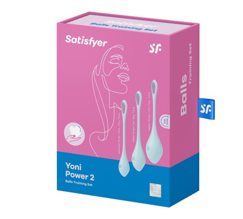 Набір йоні намистин Satisfyer Yoni Power 2 Light Blue, диаметр 2-2,5-3см, вес 22-44-73гр