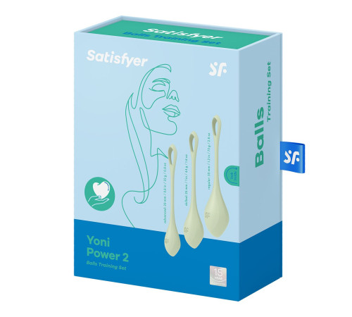 Набір йоні намистин Satisfyer Yoni Power 2 Light Green, диаметр 2-2,5-3см, вес 22-44-73гр