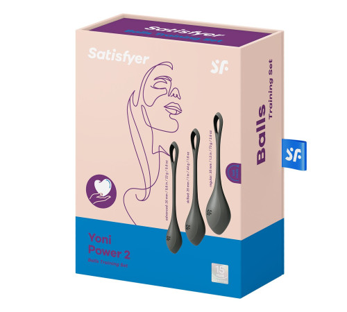 Набір йоні намистин Satisfyer Yoni Power 2 Black, діаметр 2-2,5-3см, маса 22-44-73 г