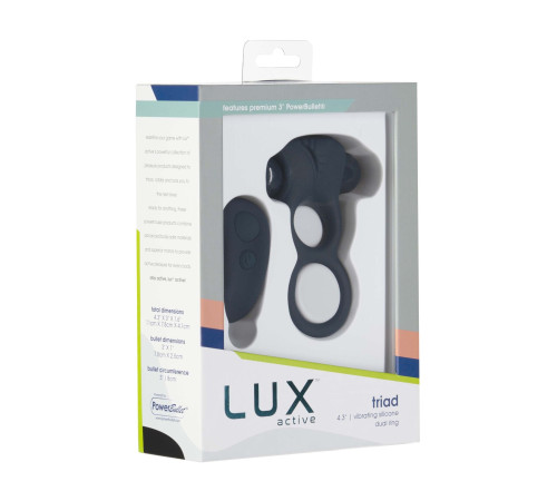 Подвійне ерекційне кільце з вібрацією Lux Active-Triad - Vibrating Dual Cock Ring, пульт ДК