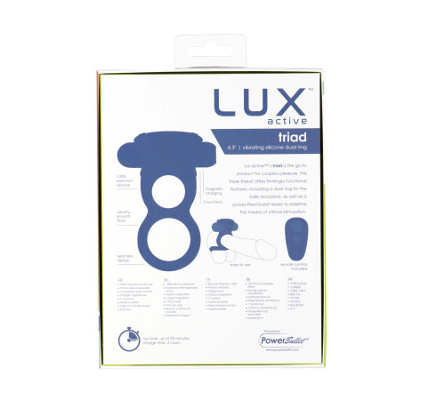 Подвійне ерекційне кільце з вібрацією Lux Active-Triad - Vibrating Dual Cock Ring, пульт ДК