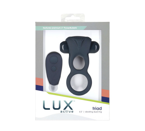 Подвійне ерекційне кільце з вібрацією Lux Active-Triad - Vibrating Dual Cock Ring, пульт ДК