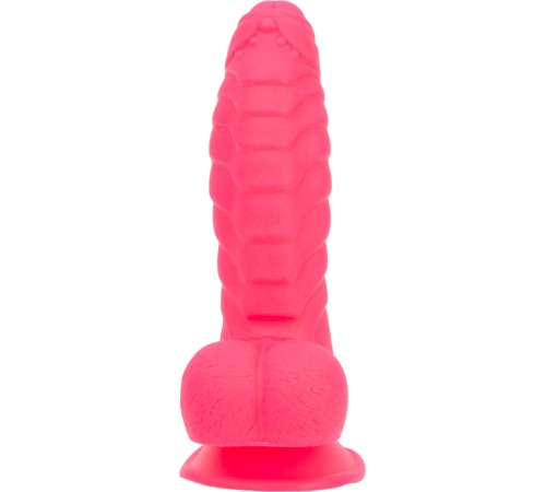 Ребристий фалоімітатор на присосці ADDICTION — Tom 7″ Dildo With Balls — Pink, віброкуля в подарунок