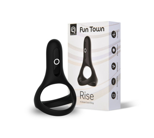 Подвійне ерекційне кільце Fun Town Rise Black, керування зі смартфона