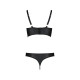 Комплект з екошкіри з люверсами та ремінцями Passion MALWIA BIKINI L/XL, black, бра та трусики