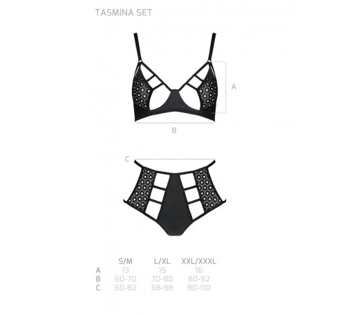 Розпродаж!!! Комплект з екошкіри Passion Tamaris Set black L/XL, бюстгальтер та трусики