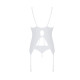 Корсет із пажами, трусики з ажурним декором та відкритим кроком Passion URSULA CORSET L/XL, white