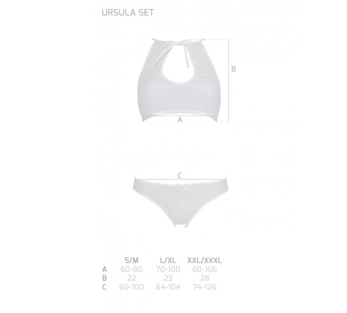 Комплект: бра, трусики з ажурним декором та відкритим кроком URSULA SET L/XL, white