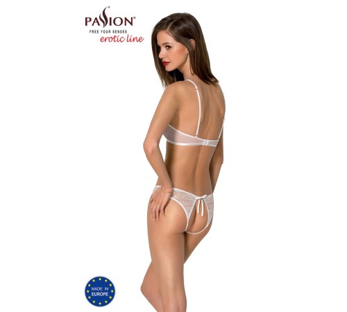 Комплект із бра, трусиків з ажурним декором та відкритим кроком Passion URSULA SET S/M, white