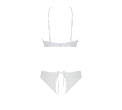 Комплект із бра, трусиків з ажурним декором та відкритим кроком Passion URSULA SET S/M, white