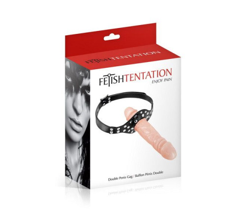 Кляп із подвійним фалоімітатором Fetish Tentation – Double Penis Gag Flesh