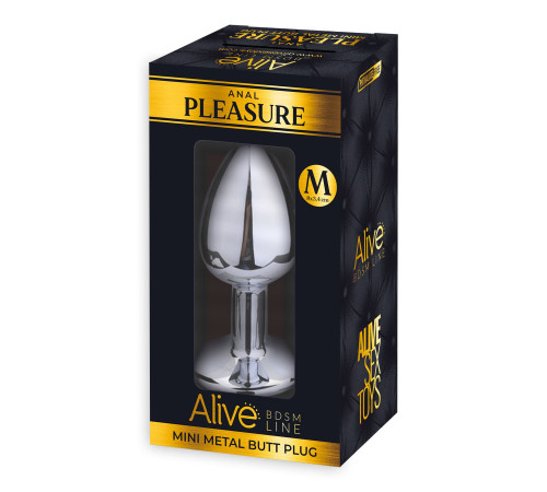 Металева анальна пробка з кристалом Alive Mini Metal Butt Plug White M