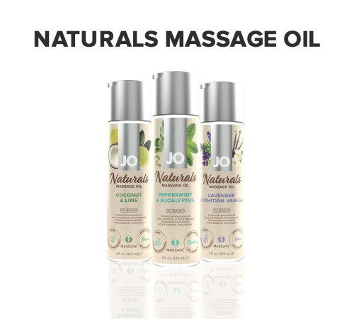 Масажна олія JO Naturals Massage Oil Peppermint & Eucalyptus з ефірними оліями (120 мл)