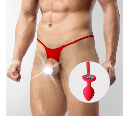 Чоловічі труси XS-2XL із силіконовою анальною пробкою Art of Sex - Joni plug panties size L Red