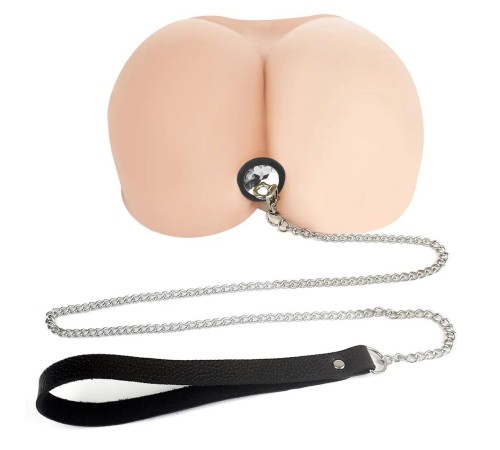 Силіконова анальна пробка Art of Sex Metal Anal Plug with Leash size M з повідцем Black