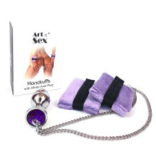 Наручники з металевою анальною пробкою Art of Sex Handcuffs with Metal Anal Plug size M Purple