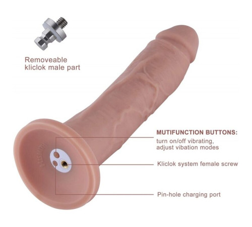 Фалоімітатор 10.2″ з вібрацією для секс-машин Hismith Silicone Dildo with Vibe, KlicLok, пульт ДК