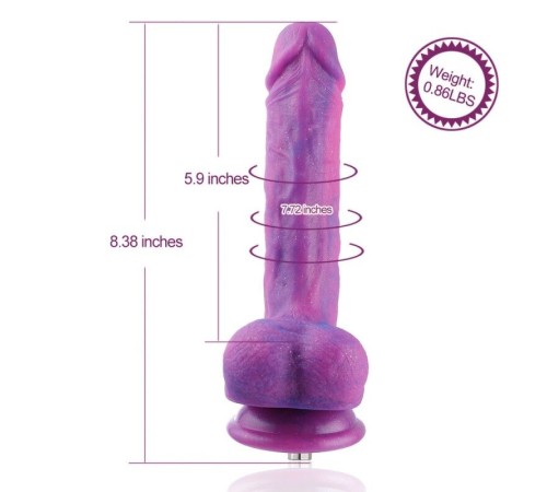 Фалоімітатор 8.2″ з вібрацією для секс-машин Hismith Purple Silicone Dildo with Vibe, KlicLok