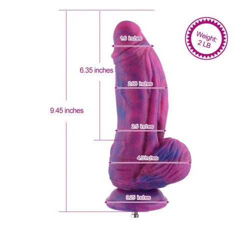 Фалоімітатор для секс-машин Hismith 9.45″ Silicone Fantasy Series Dildo, система кріплення KlicLok