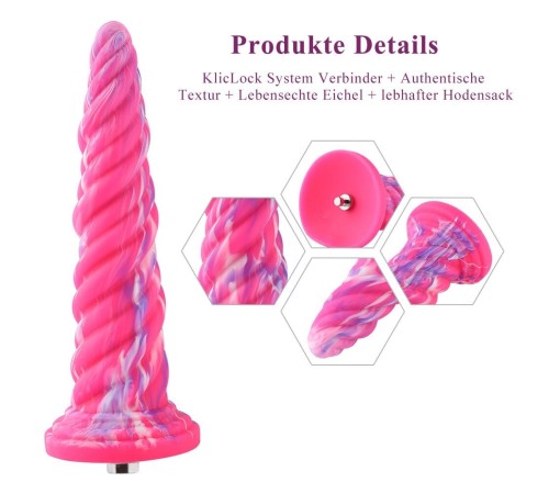 Фантазійний фалоімітатор 10.12″ для секс-машин Hismith Silicone Dildo rose Monster Series, KlicLok