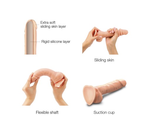 Реалістичний фалоімітатор Strap-On-Me Sliding Skin Realistic Dildo Vanille S, ефект рухливої шкіри