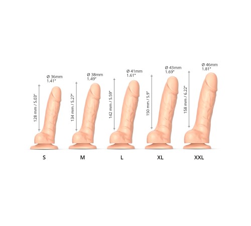 Реалістичний фалоімітатор Strap-On-Me Sliding Skin Realistic Dildo Vanille S, ефект рухливої шкіри