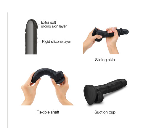 Реалістичний фалоімітатор Strap-On-Me Sliding Skin Realistic Dildo Black S, ефект рухливої шкіри