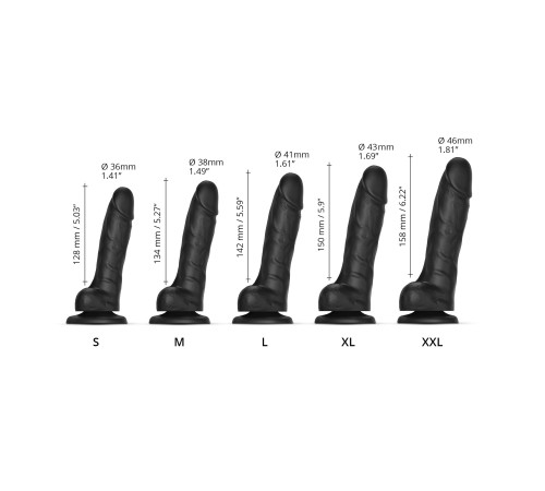 Реалістичний фалоімітатор Strap-On-Me Sliding Skin Realistic Dildo Black S, ефект рухливої шкіри