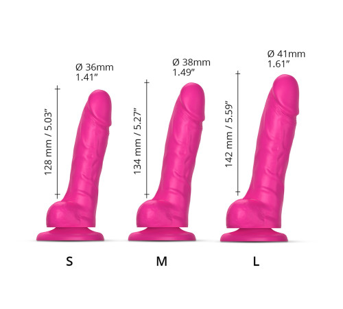 Реалістичний фалоімітатор Strap-On-Me Sliding Skin Realistic Dildo Fuchsia S, ефект рухливої шкіри