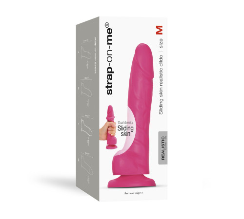 Реалістичний фалоімітатор Strap-On-Me Sliding Skin Realistic Dildo Fuchsia M, ефект рухливої шкіри