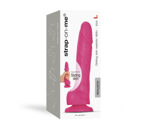 Реалістичний фалоімітатор Strap-On-Me Sliding Skin Realistic Dildo Fuchsia L, ефект рухливої шкіри