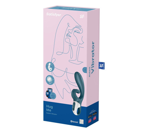 Смарт вібратор-кролик Satisfyer Hug Me Bluegrey, 2 мотори, діаметр 4,2см, широка кліторальна частина