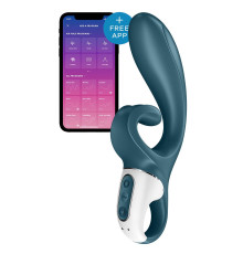 Смарт вібратор-кролик Satisfyer Hug Me Bluegrey, 2 мотори, діаметр 4,2см, широка кліторальна частина