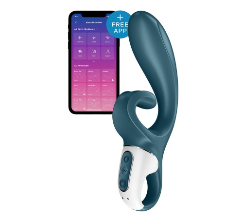 Смарт вібратор-кролик Satisfyer Hug Me Bluegrey, 2 мотори, діаметр 4,2см, широка кліторальна частина