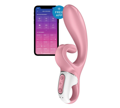 Смарт вібратор-кролик Satisfyer Hug Me Pink, 2 мотори, діаметр 4,2см, широка кліторальна частина