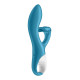 Вібратор-кролик із потрійним відростком Satisfyer Embrace me Turquoise, 2 мотори, діаметр 3,6 см