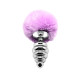 Металева анальна пробка Кролячий хвостик Alive Fluffy Twist Plug L Purple, діаметр 3,8 см