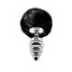 Металева анальна пробка Кролячий хвостик Alive Fluffy Twist Plug L Black, діаметр 3,8 см