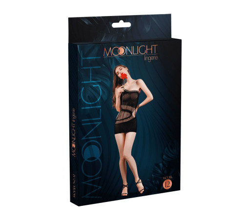 Мінісукня на одне плече Moonlight Model 12 XS-L Black, вертикальна бахрома