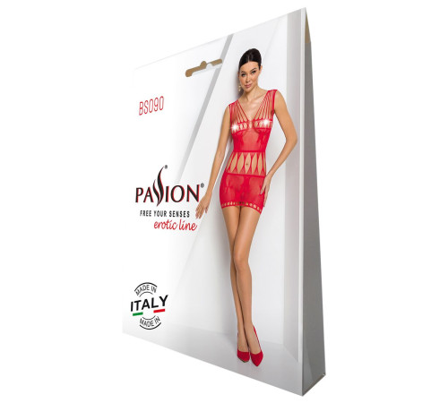 Бодістокінг мінісукня з метеликами Passion BS090 One Size red