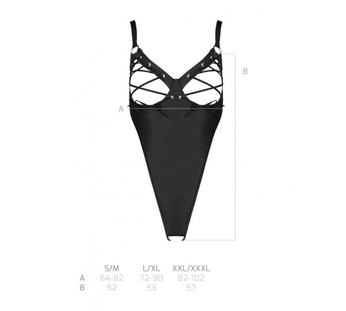 Боді з екошкіри Passion CELINE BODY L/XL, black, з доступом, відкритий