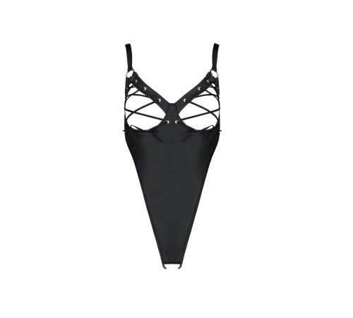 Боді з екошкіри Passion CELINE BODY S/M, black, з доступом, відкритий