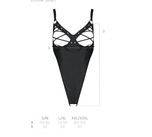 Боді з екошкіри Passion CELINE BODY S/M, black, з доступом, відкритий