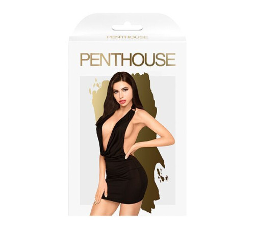 Мінісукня Penthouse Heart Rob L/XL Black, хомут, глибоке декольте, мініатюрні стрінги