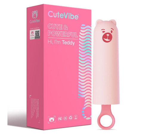 Вібратор CuteVibe Teddy Pink (Black Dildo), реалістичний вібратор під виглядом морозива